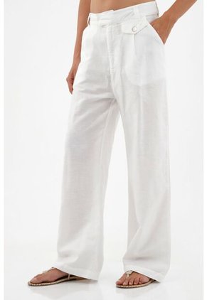 Pantalón Blanco En Lino Para Mujer