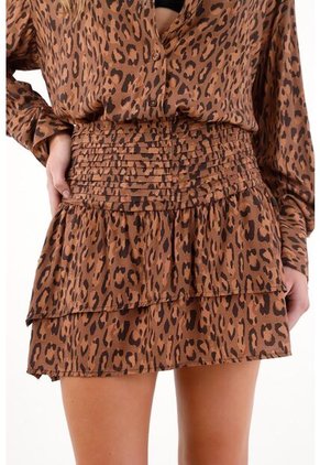 Tennis Falda Corta Con Estampado De Animal Print Multicolor Para Mujer