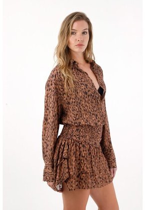 Tennis Falda Corta Con Estampado De Animal Print Multicolor Para Mujer