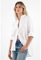 Tennis Camisa 100% Lino Manga Larga Blanca Para Mujer de Tennis