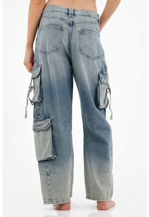 Jean Azul Tipo Gareto Para Mujer