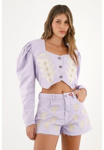 Short Morado Con Ruedo Al Corte Para Mujer Tennis