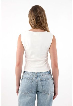 Tennis Camiseta En Rib Manga Sisa Crudo Para Mujer