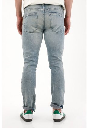 Tennis Jean Nudy Con Desgastes Localizados Azul De Ajuste Relajado Para Hombre Con Detalle único
