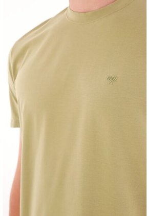 Camiseta Básica Con Mini Print Verde Para Hombre