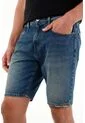 Tennis Bermuda Fit Recto Con Lavado Vintage En Denim De Algodón Azul Medio Para Hombre de Tennis