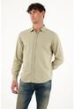 Tennis Camisa De Tela Oxford Manga Larga Verde Para Hombre de Tennis