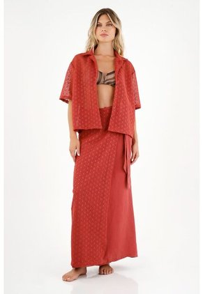 Camisa Roja Tipo Bowling Para Mujer