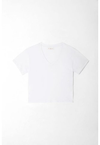 Tennis Camiseta Para Mujer De Algodón Blanca De Fit Relajado Con Escote En V Tennis