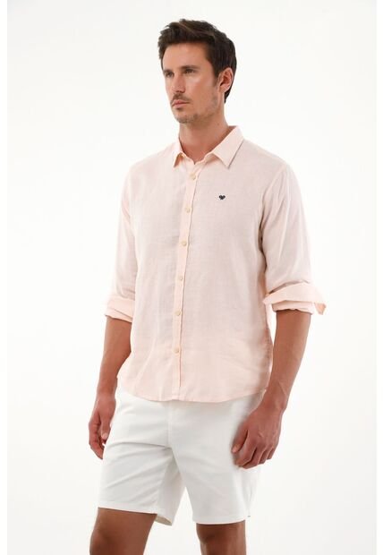 Camisa Rosada En Lino Para Hombre