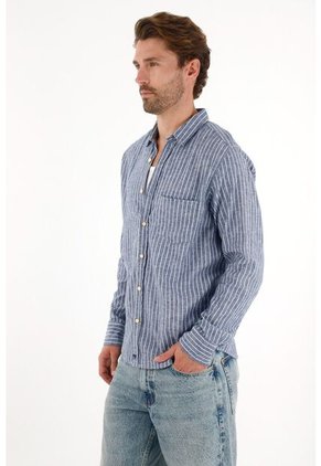 Tennis Camisa Manga Larga Con Diseño A Rayas Para Hombre