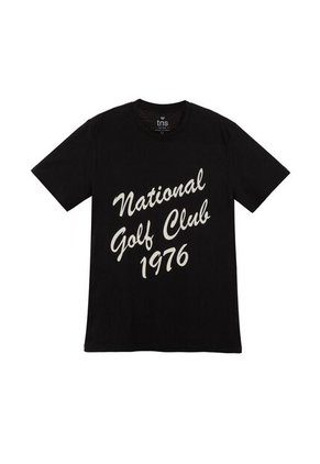 Tennis Camiseta Negra Estampada En Frente Para Hombre