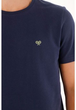 Tennis Camiseta En Tela Piqué Azul Para Hombre