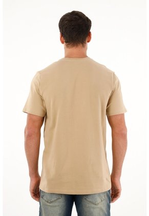 Camiseta Regular Fit Manga Corta Café Para Hombre