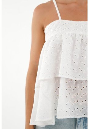 Tennis Camisa Crudo En Ojalillo Para Mujer