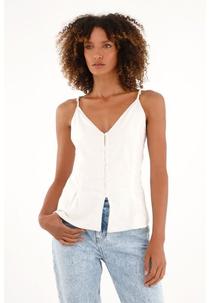 Camiseta Con Escote En V Crudo Para Mujer