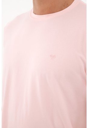 Camiseta Rosada Manga Corta Para Hombre