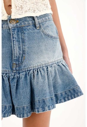 Tennis Falda En Denim Con Bolero Azul Para Mujer