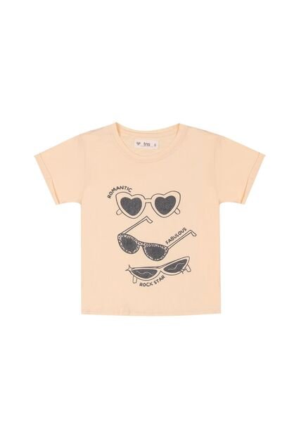 Camiseta Amarilla Con Estampado De Gafas Para Niña