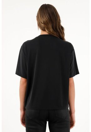 Camiseta Negra Con Recogido Para Mujer