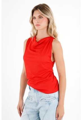 Camiseta Roja Manga Sisa Para Mujer