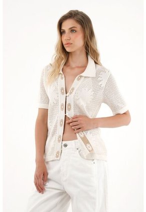 Tennis Camisa Crudo Tejida Con Diseño De Flores Para Mujer