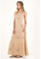 Tennis Vestido Largo Con Vuelo Y Apliques Bordados Crudo Con Caída Natural Para Mujer de Tennis