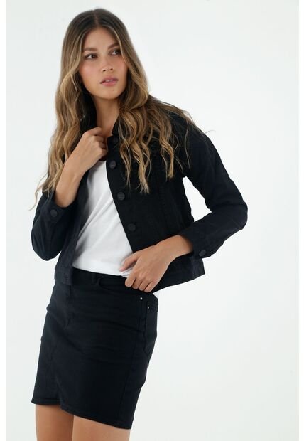 Chaqueta De Jean Negra Para Mujer