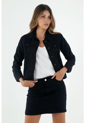 Chaqueta De Jean Negra Para Mujer