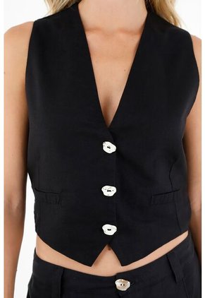 Tennis Chaleco Tipo Sastre Negro Para Mujer