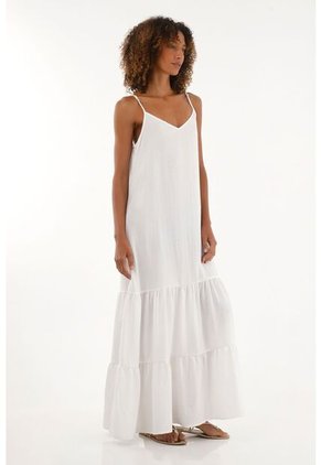 Tennis Vestido Crudo Largo De Tiras Graduales Para Mujer