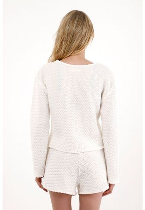 Tennis Camisa Manga Larga Con Tela Texturizada Crudo Para Mujer