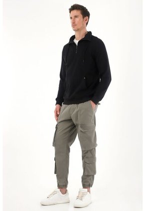 Tennis Buzo Cerrado En Burda Perchada Negro Para Hombre