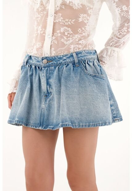 Tennis Falda Corta Con Volumen Azul Para Mujer