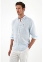 Tennis Camisa Azul En Lino Para Hombre de Tennis