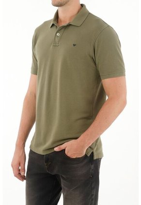 Tennis Polo Verde Con Raqueta Multicolor De Silueta Amplia Para Hombre