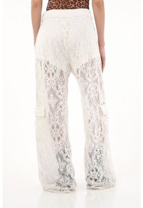 Tennis Pantalón Wide Leg Crudo En Encaje Para Mujer