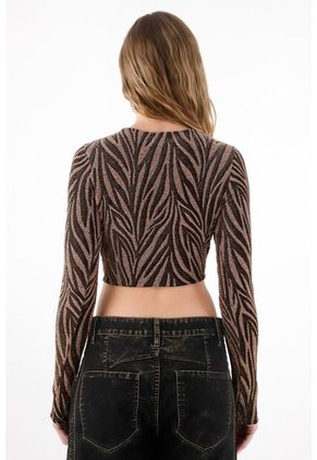 Tennis Camiseta Crop Animal Print Brillante Para Mujer