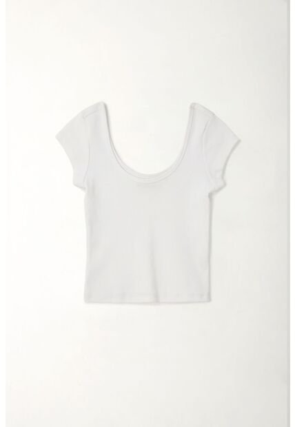 Tennis Camiseta En Rib Ajustada Blanca Para Mujer