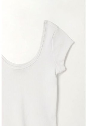 Tennis Camiseta En Rib Ajustada Blanca Para Mujer