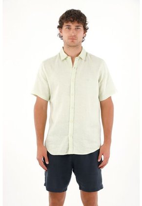 Tennis Camisa En 100% Lino Verde Para Hombre