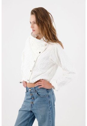 Tennis Chaqueta Con Textura En Relieve En Algodón Blanco Para Mujer