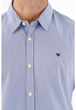 Camisa Con Mini Raqueta Bordada Azul Para Hombre