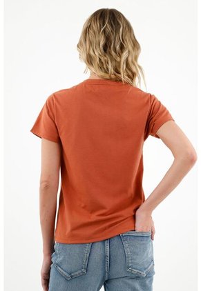 Camiseta Naranja Estampada Para Mujer