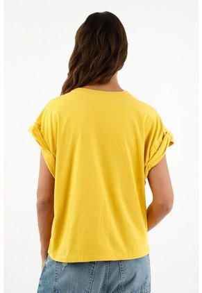 Camiseta Básica Amarilla Para Mujer