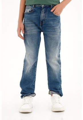 Jean Recto Azul Tiro Medio Para Niño