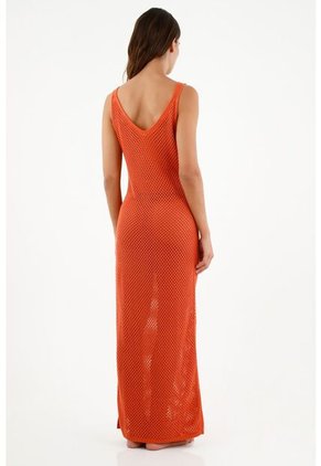 Vestido Naranja En Malla Para Mujer