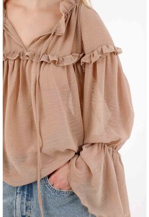 Tennis Camisa En Tela Chifón Con Boleros Rosada Para Mujer