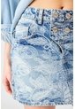 Tennis Falda Mini Recta Con Estampado Desgastado En Denim De Algodón Azul Para Mujer de Tennis