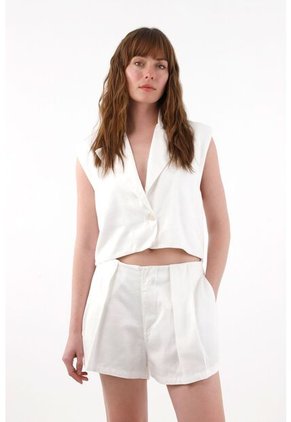 Tennis Short Tiro Alto Con Tablas Crudo Para Mujer